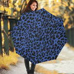 Blue Leopard Print Foldable Umbrella