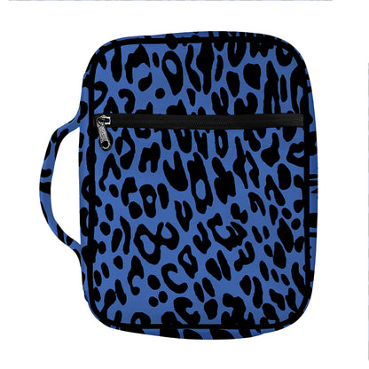 Blue Leopard Print Front Pocket Bible Bag