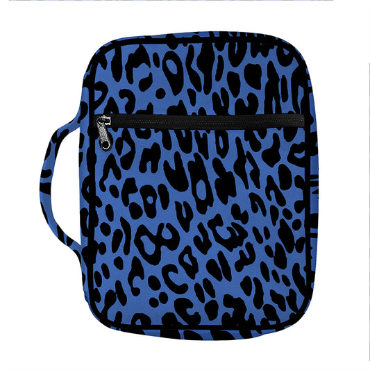 Blue Leopard Print Front Pocket Bible Bag