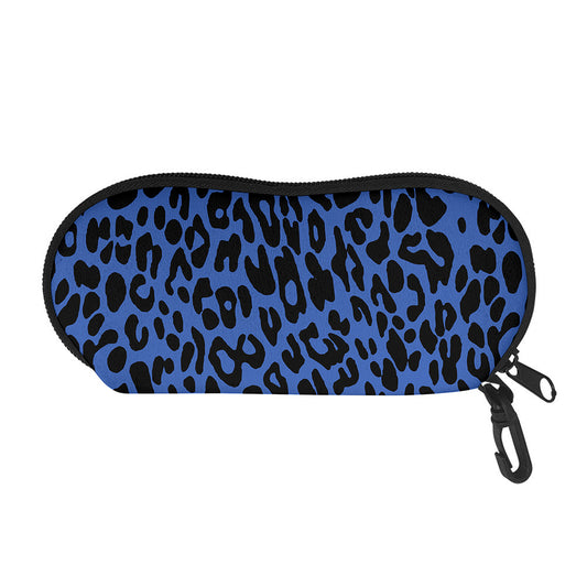 Blue Leopard Print Glasses Case