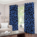 Blue Leopard Print Grommet Curtains