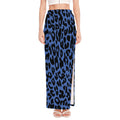 Blue Leopard Print High Slit Maxi Skirt