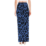 Blue Leopard Print High Slit Maxi Skirt