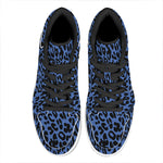 Blue Leopard Print High Top Leather Sneakers