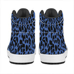 Blue Leopard Print High Top Leather Sneakers
