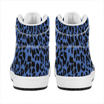 Blue Leopard Print High Top Leather Sneakers