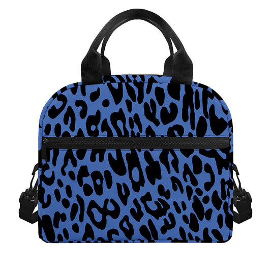 Blue Leopard Print Insulated Lunch Bag