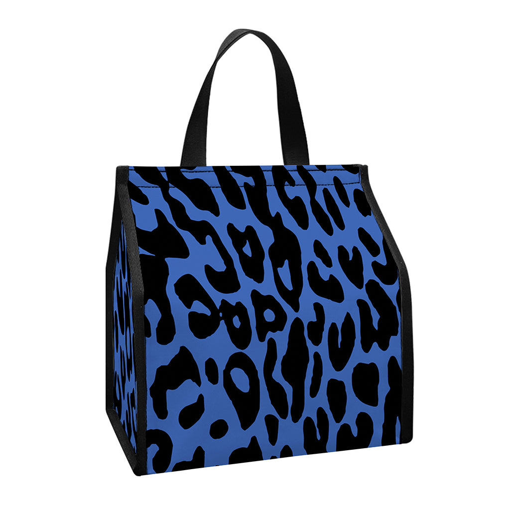 Blue Leopard Print Insulated Lunch Tote