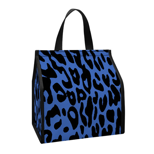 Blue Leopard Print Insulated Lunch Tote