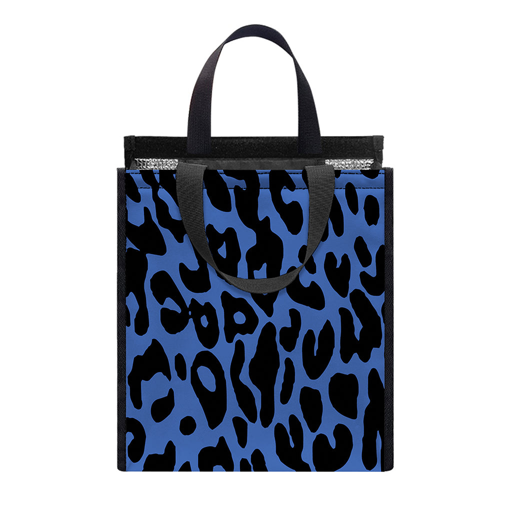 Blue Leopard Print Insulated Lunch Tote