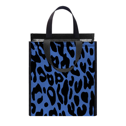 Blue Leopard Print Insulated Lunch Tote