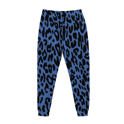 Blue Leopard Print Jogger Pants