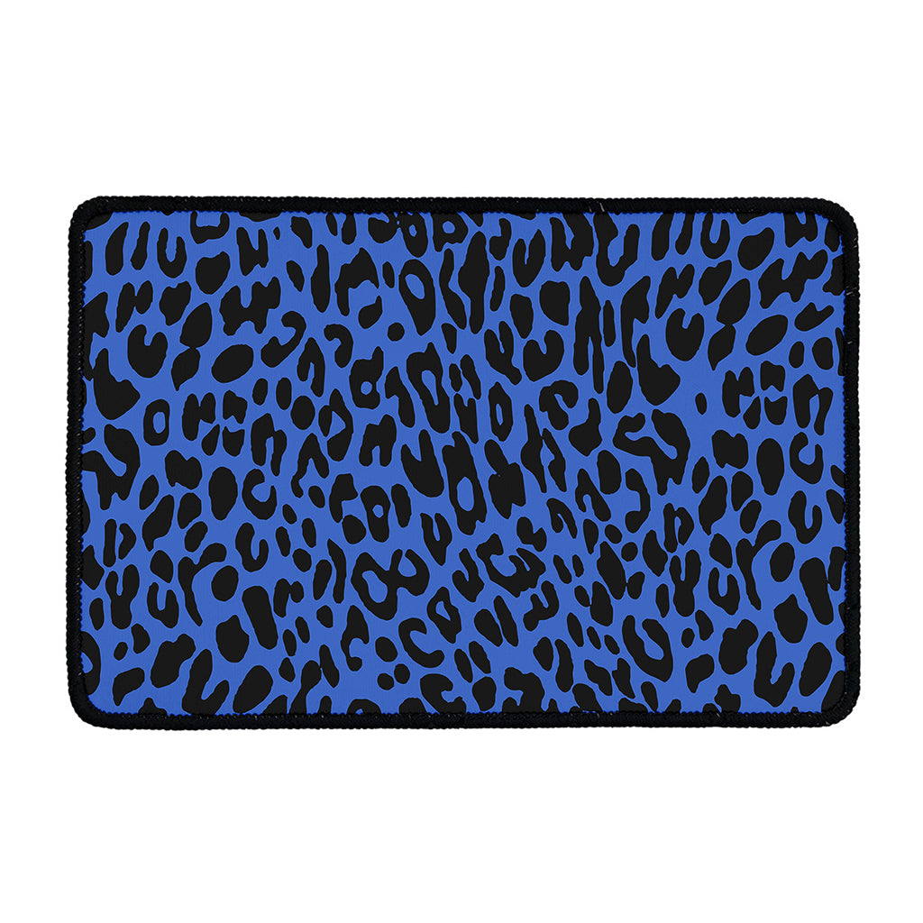 Blue Leopard Print Kitchen Mat