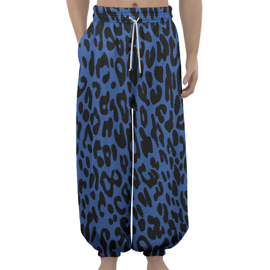 Blue Leopard Print Lantern Pants