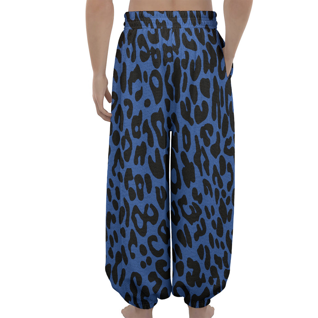 Blue Leopard Print Lantern Pants