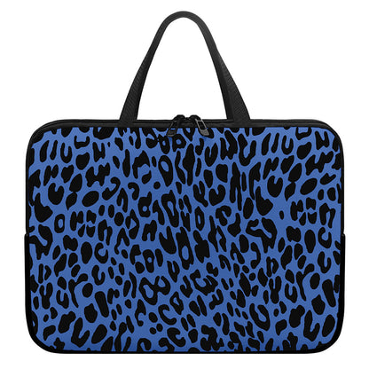 Blue Leopard Print Laptop Sleeve With Handle
