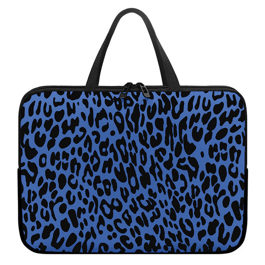 Blue Leopard Print Laptop Sleeve With Handle
