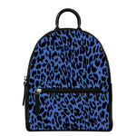 Blue Leopard Print Leather Backpack