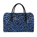 Blue Leopard Print Leather Duffel Bag