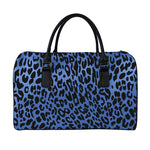 Blue Leopard Print Leather Duffle Bag