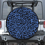 Blue Leopard Print Leather Spare Tire Cover