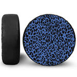 Blue Leopard Print Leather Spare Tire Cover