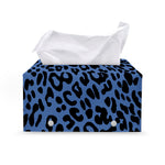 Blue Leopard Print Leather Tissue Box Cover