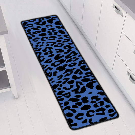 Blue Leopard Print Long Kitchen Mat