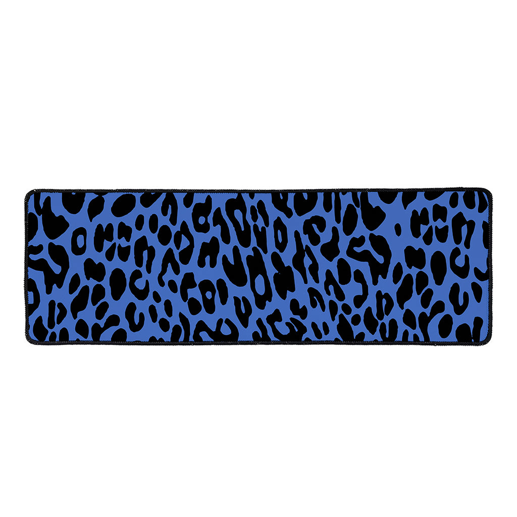 Blue Leopard Print Long Kitchen Mat