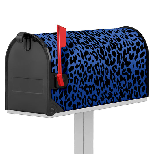 Blue Leopard Print Mailbox Cover