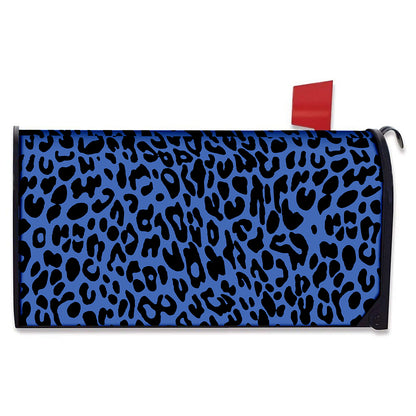 Blue Leopard Print Mailbox Cover