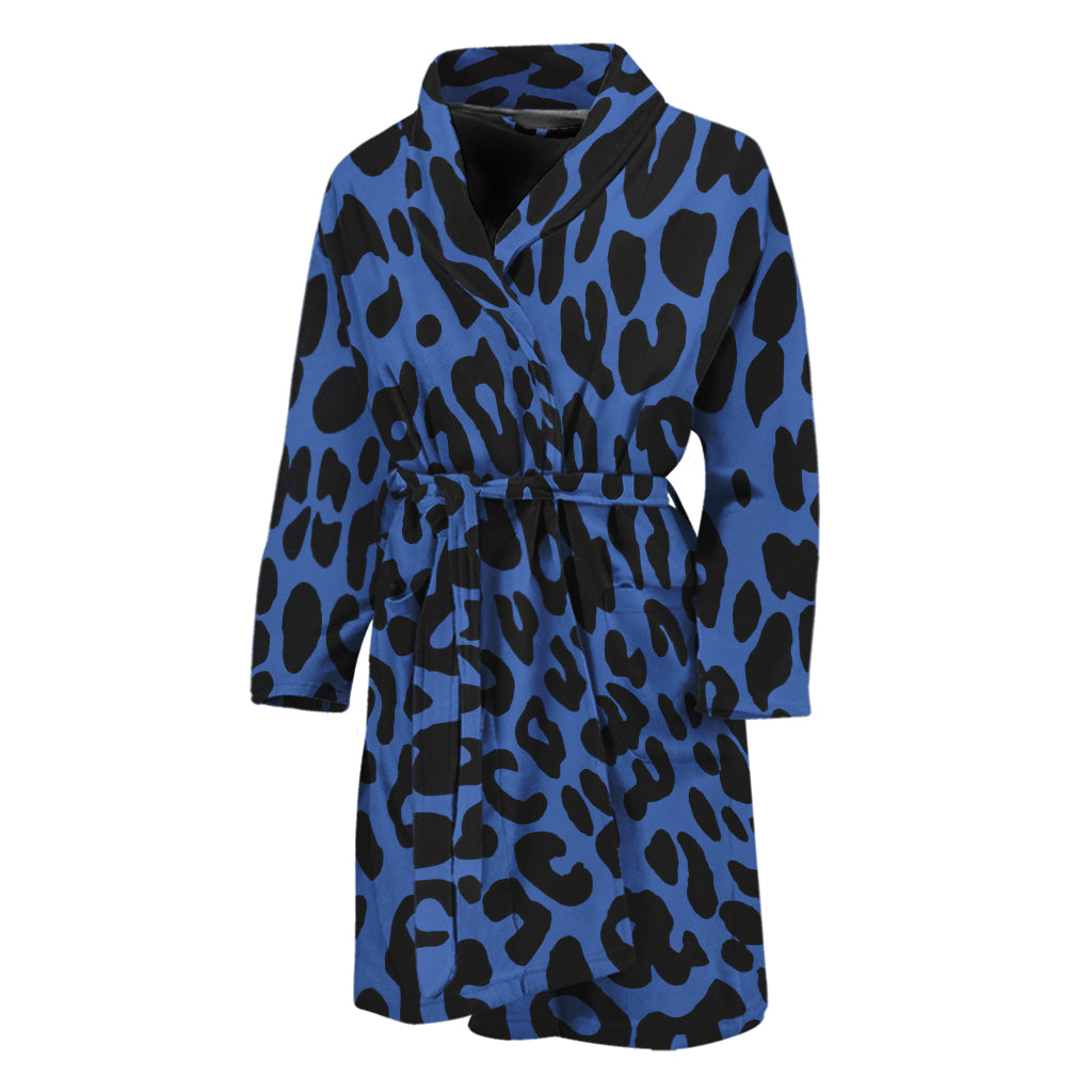 Blue Leopard Print Men's Bathrobe