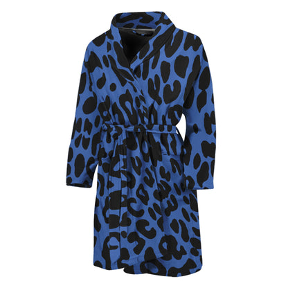 Blue Leopard Print Men's Bathrobe