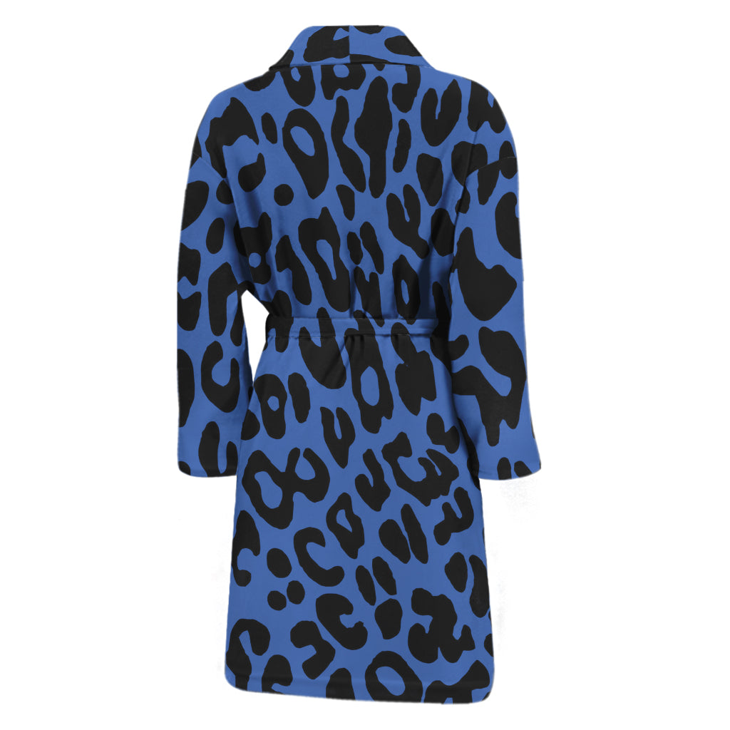 Blue Leopard Print Men's Bathrobe