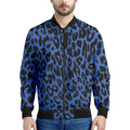 Blue Leopard Print Men's Bomber Jacket