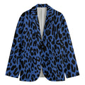 Blue Leopard Print Men's Cotton Blazer
