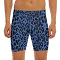 Blue Leopard Print Men's Long Boxer Briefs