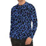 Blue Leopard Print Men's Long Sleeve Rash Guard
