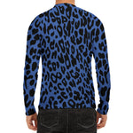 Blue Leopard Print Men's Long Sleeve Rash Guard