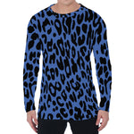 Blue Leopard Print Men's Long Sleeve T-Shirt