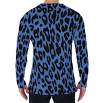 Blue Leopard Print Men's Long Sleeve T-Shirt