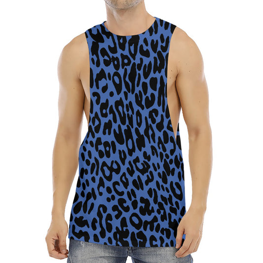 Blue Leopard Print Men's Muscle Tank Top