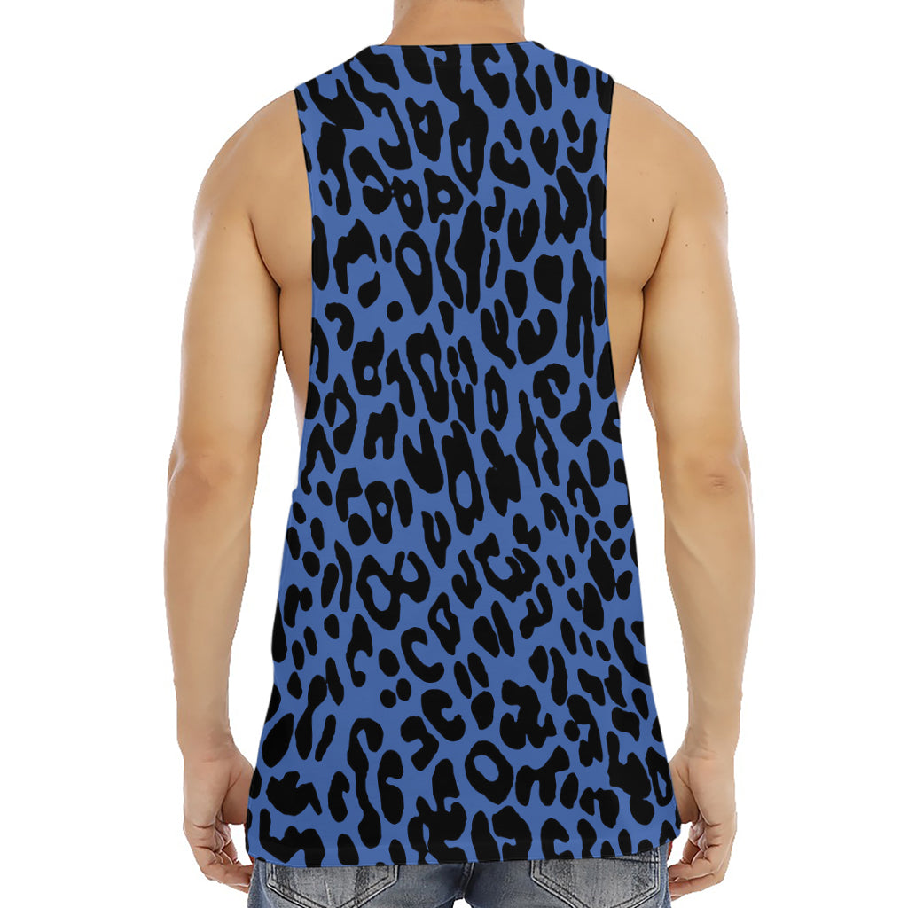 Blue Leopard Print Men's Muscle Tank Top