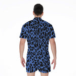 Blue Leopard Print Men's Rompers
