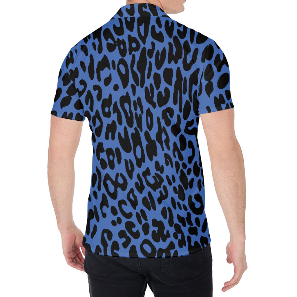 Blue Leopard Print Men's Shirt