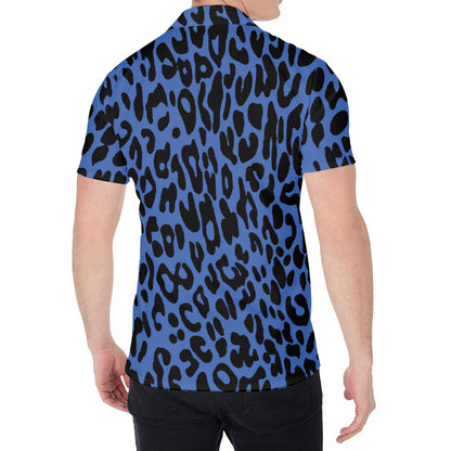 Blue Leopard Print Men's Shirt