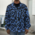 Blue Leopard Print Men's Shirt Jacket