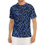 Blue Leopard Print Men's Short Sleeve Rash Guard