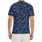 Blue Leopard Print Men's Short Sleeve Rash Guard