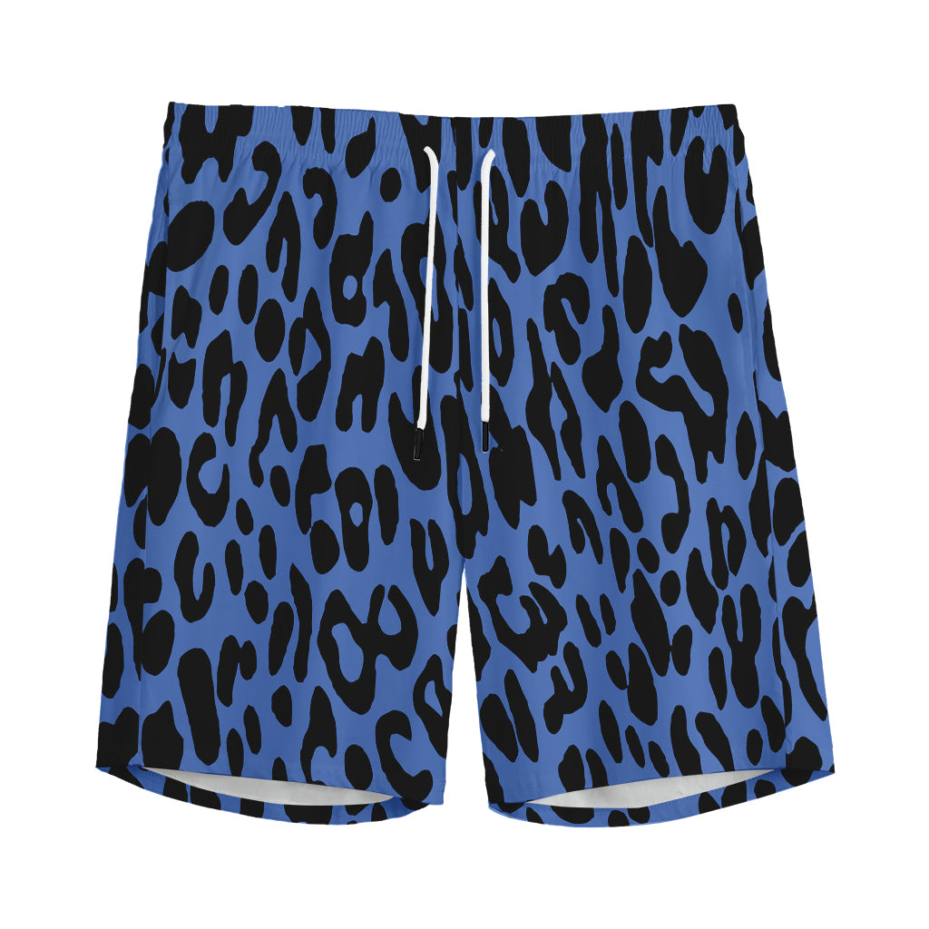 Blue Leopard Print Men's Sports Shorts